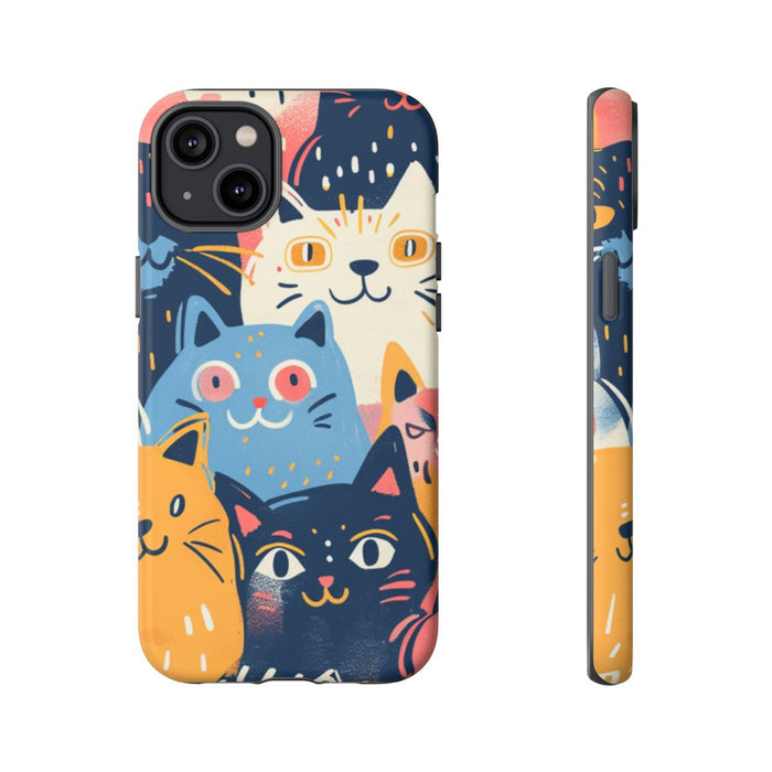 Vrolijk Kattenpatroon in Kleurrijke Illustratie