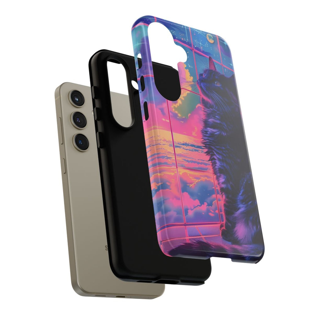 Lofi Vaporwave Kat met Neonlucht