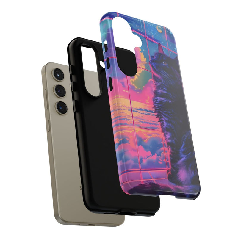 Lofi Vaporwave Kat met Neonlucht