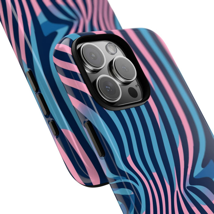 Golvend Blauw-Roze Optische Illusiepatroon