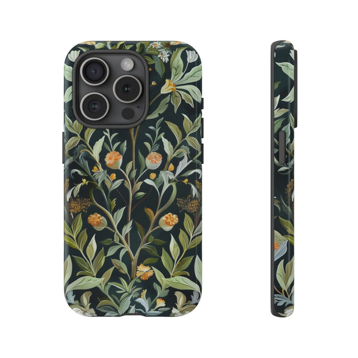 Gedetailleerde Botanische Illustratie met Oranje Bloemen