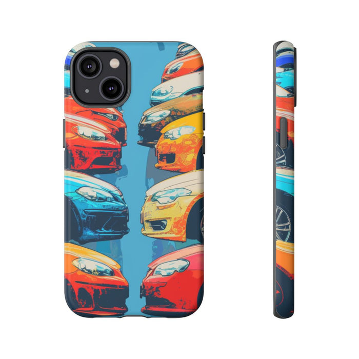 Kleurrijke Moderne Auto's in Lijntekening