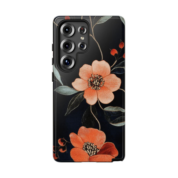 Oranje Geborduurd Bloemenpatroon