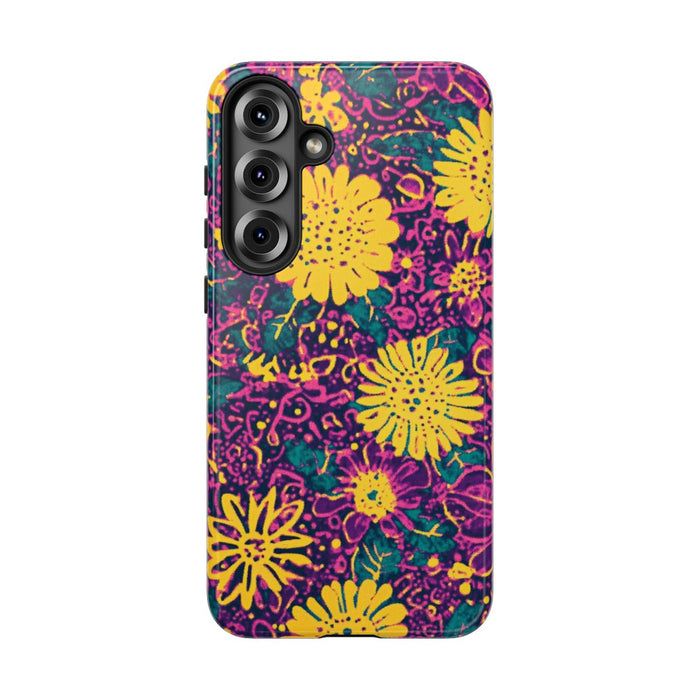 Gele en Paarse Bloemenprint