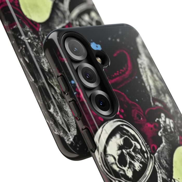 Schedel-Astronaut met Skateboard en Octopus
