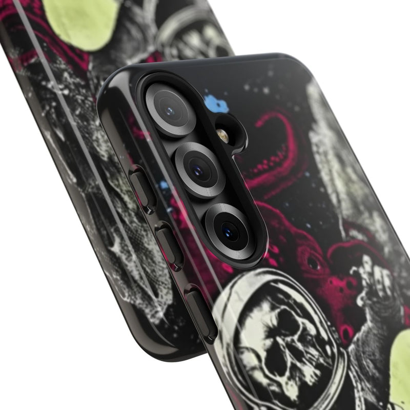 Schedel-Astronaut met Skateboard en Octopus