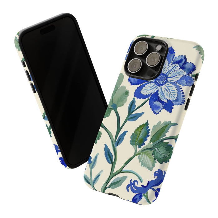 Blauw Waterverf Bloemenpatroon