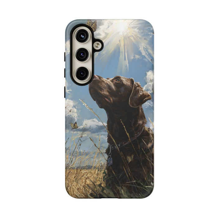 Chocoladekleurige Labrador met Vlinders in Veld