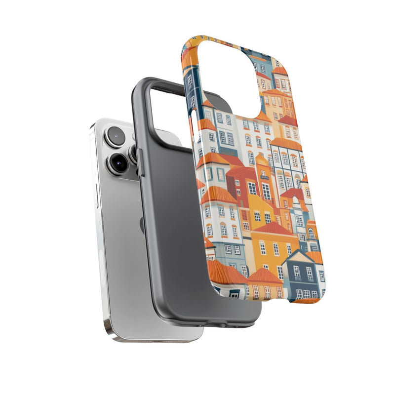 Kleurrijke Huisjespatroon met Glanzende Afwerking