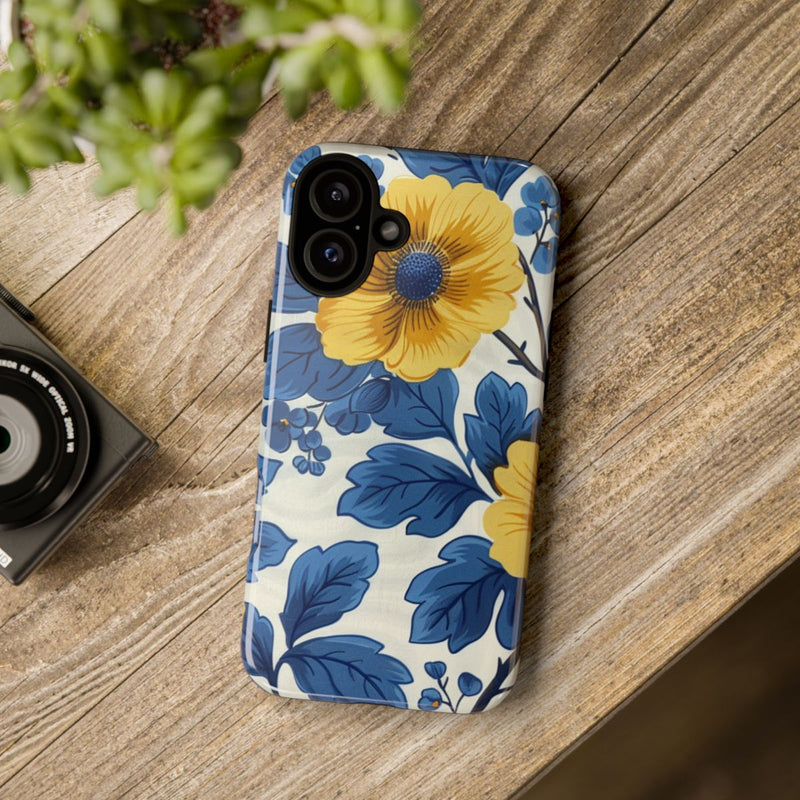 Blauw-Geel Bloemenpatroon