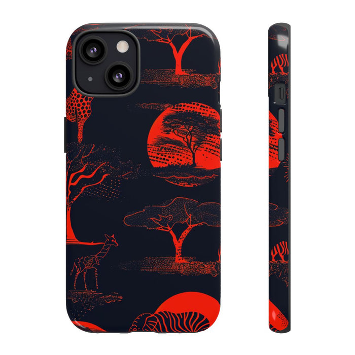 Rood Neon Afrikaans Dierenpatroon