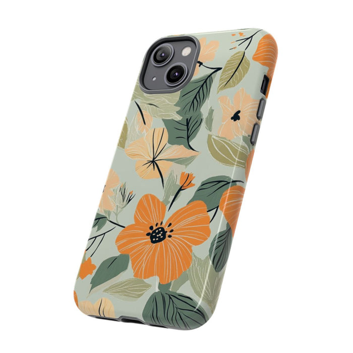 Oranje en Perzik Bloemenpatroon
