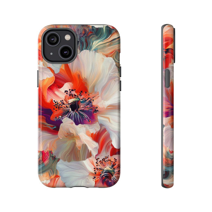 Abstracte Bloemmotieven in Rood en Wit