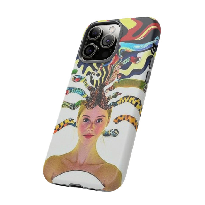 Surrealistisch Portret met Kleurrijke Slangen als Haar