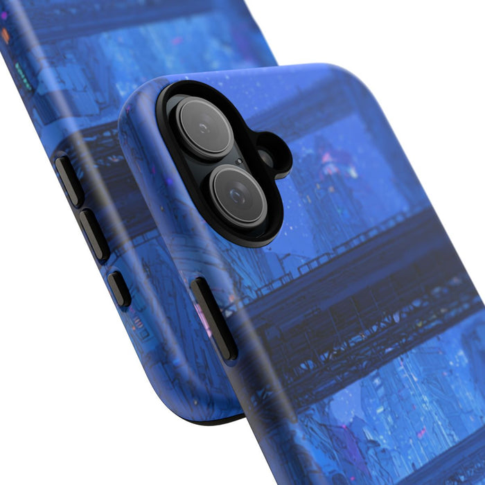 Futuristische Blauwe Stadsstraat