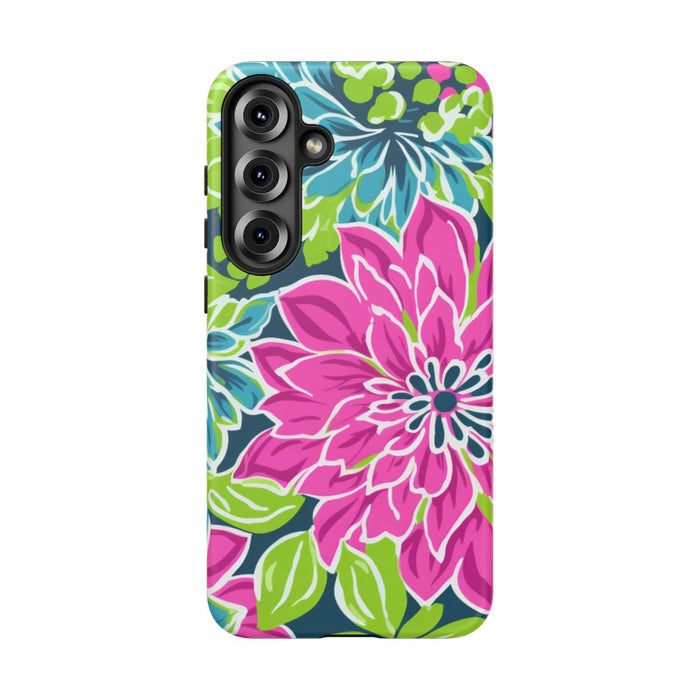 Vrolijk Bloemenpatroon met Roze en Blauwe Bloemen