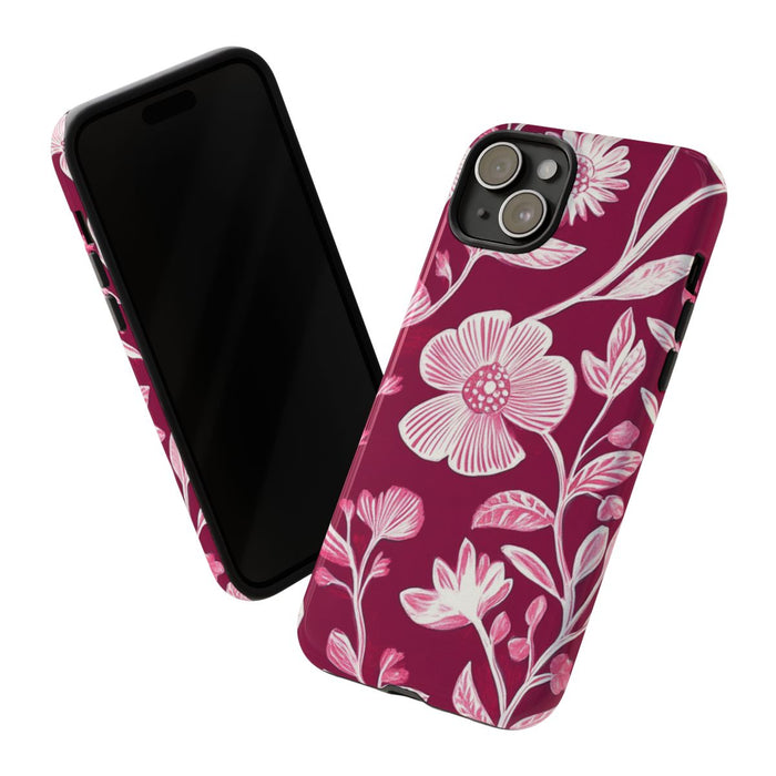 Roze en Witte Bloemenprint