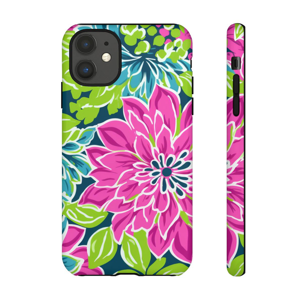 Vrolijk Bloemenpatroon met Roze en Blauwe Bloemen