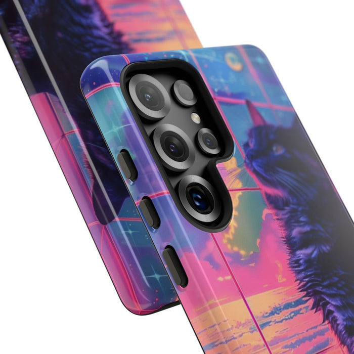 Lofi Vaporwave Kat met Neonlucht