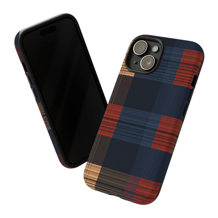 Caramel en Donkerblauw Geruit Patroon