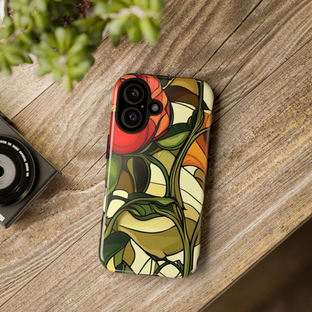 Rood-Oranje Art Nouveau Bloemmotief