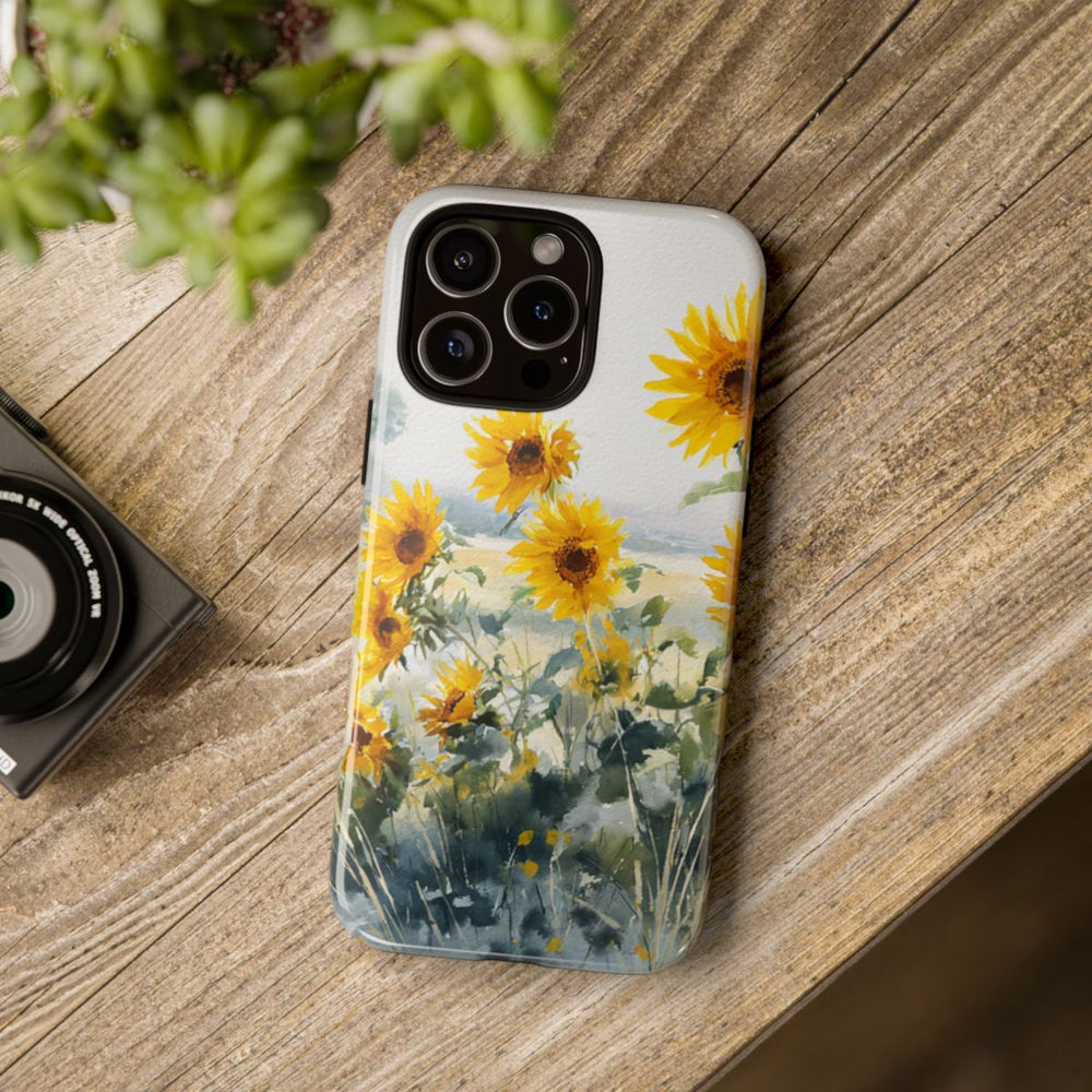 Gele Zonnebloemen in Pastelkleurig Landschap