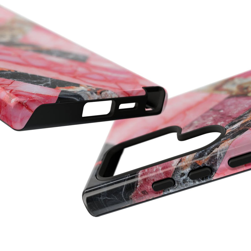 Roze en Zwart Geometrisch Marmerpatroon