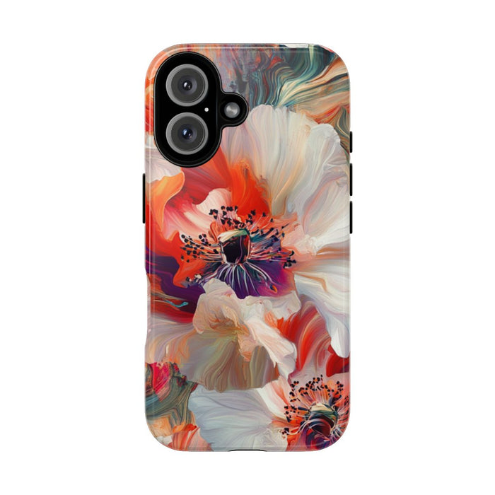 Abstracte Bloemmotieven in Rood en Wit