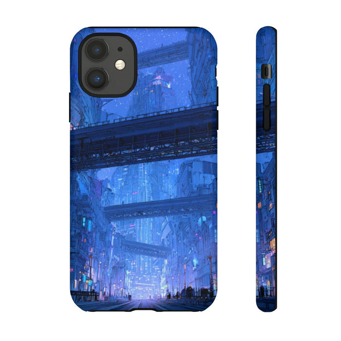 Futuristische Blauwe Stadsstraat