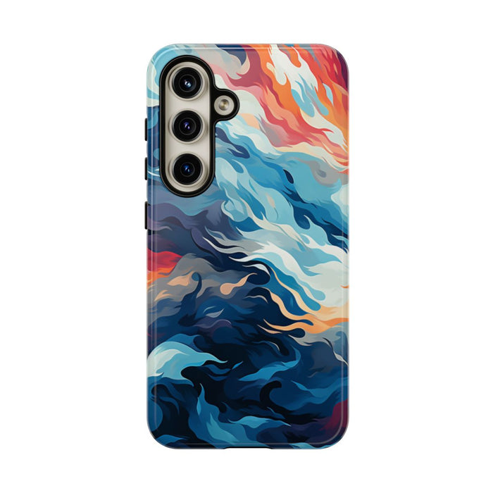 Abstracte Oceaangolven met Vurige Kleuren