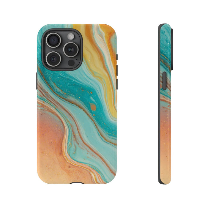 Oranje en Teal Marmer Abstract