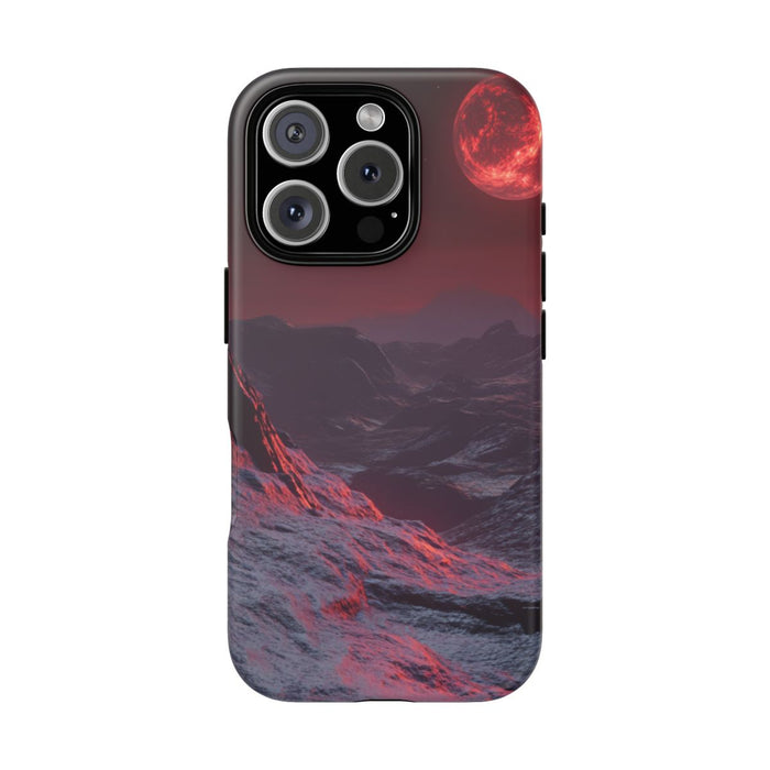 Bergachtig Landschap met Rode Maan