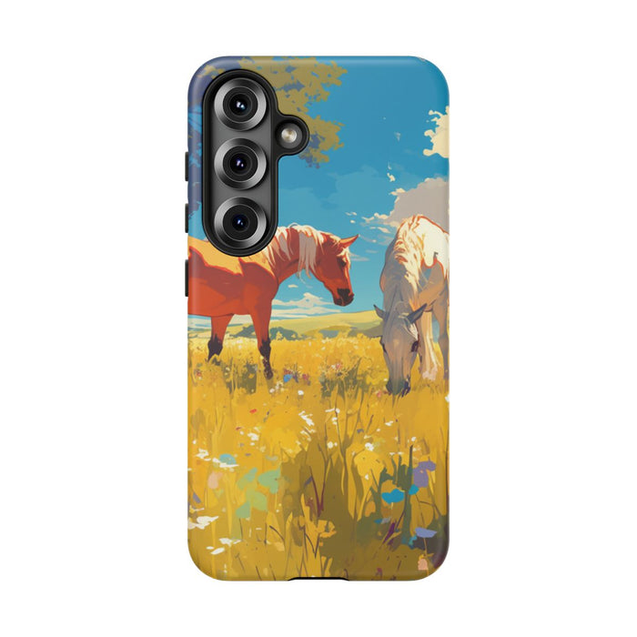 Paarden Grazend in Zonnig Veld