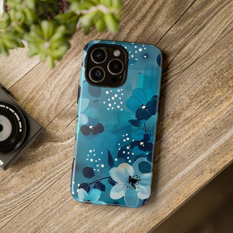 Turquoise Bloemenpatroon met Stippen
