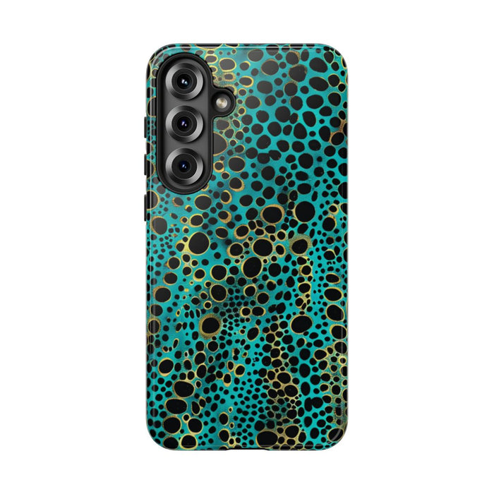 Turquoise en Zwart Abstract Stippenpatroon