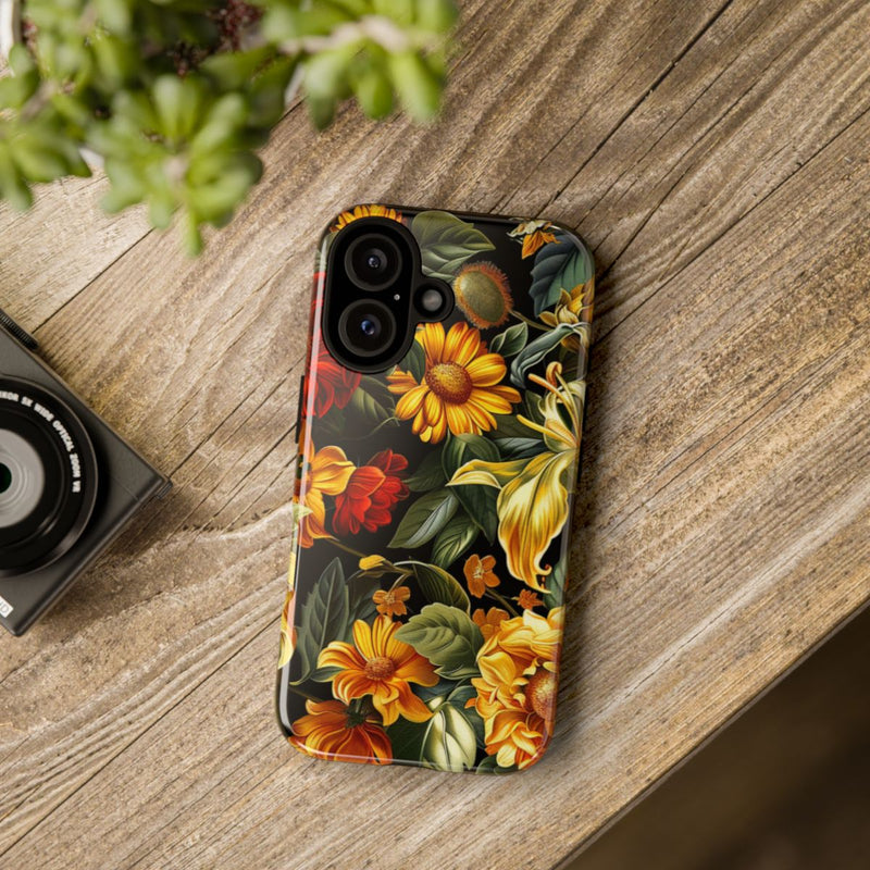 Vrolijk Gele en Rode Bloemenprint
