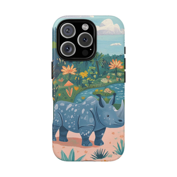 Gouache Stijl Neushoorn Illustratie