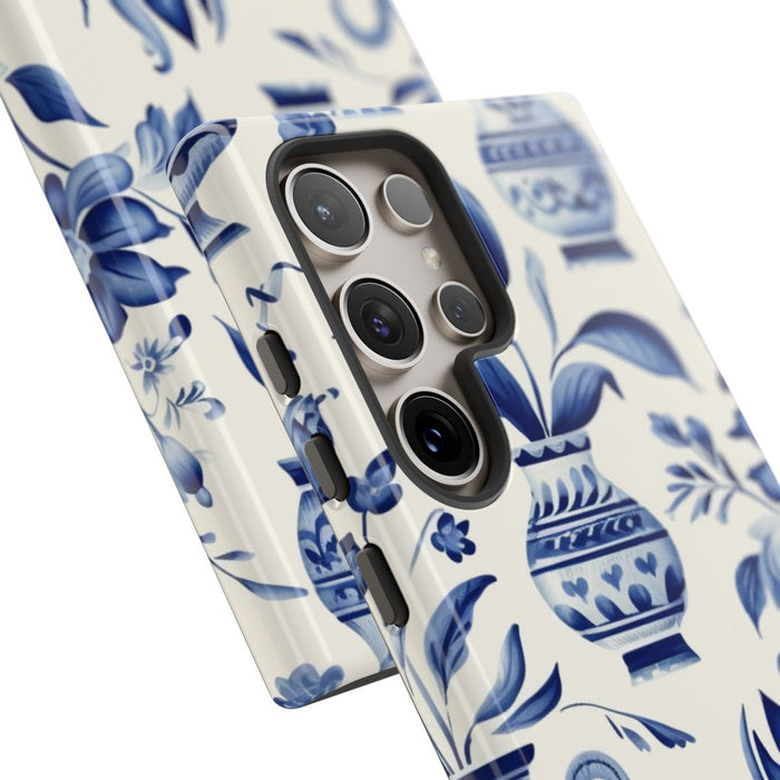 Blauw Bloemmotief met Delfts Vaaspatroon