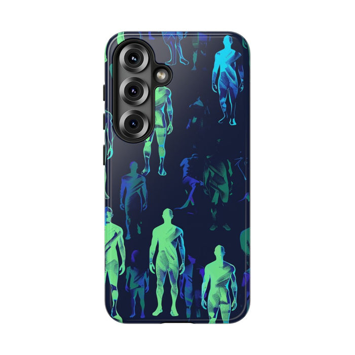 Blauw-Groene Neon Figurenpatroon