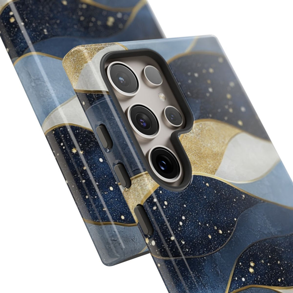 Abstract Blauw-Goud Golvenpatroon