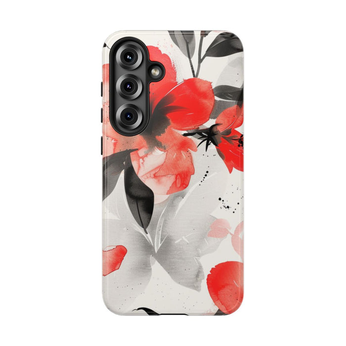 Rood-Zwart Waterverf Bloemenpatroon
