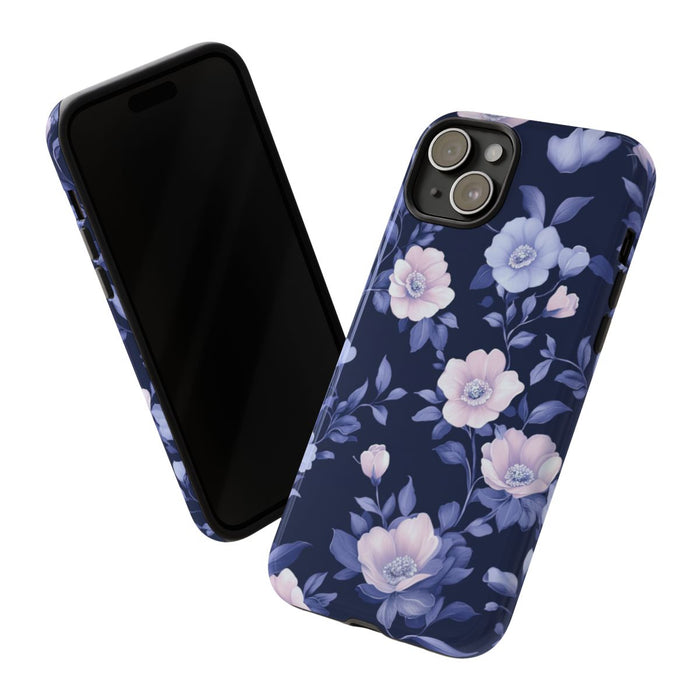 Elegant Blauw-Roze Bloemenpatroon