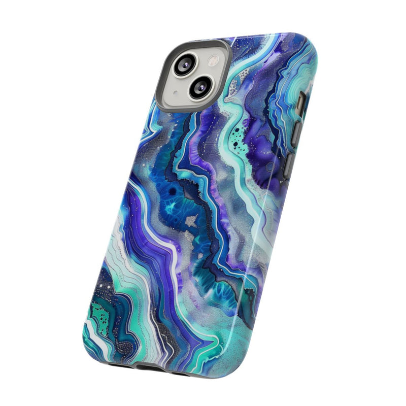 Blauw en Turquoise Geode Wervelpatroon