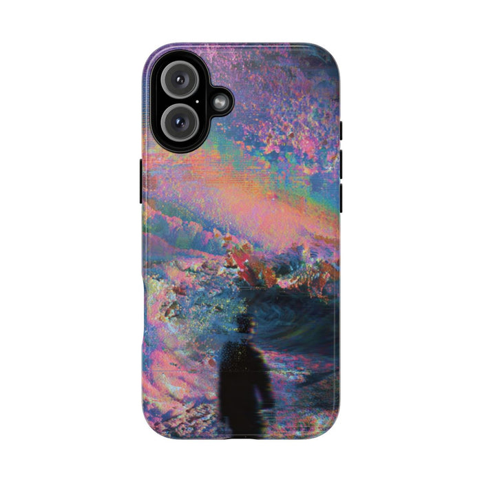 Abstracte Kleurrijke Kosmische Scene met Silhouet