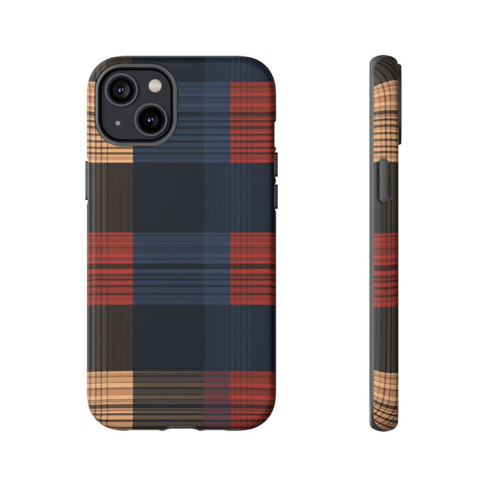 Caramel en Donkerblauw Geruit Patroon