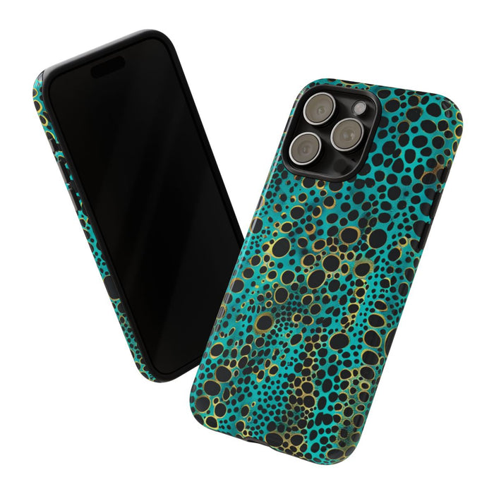 Turquoise en Zwart Abstract Stippenpatroon