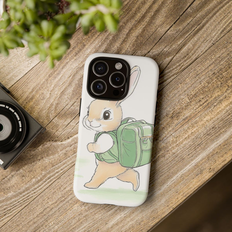Schattig Konijntje met Groene Rugzak Illustratie