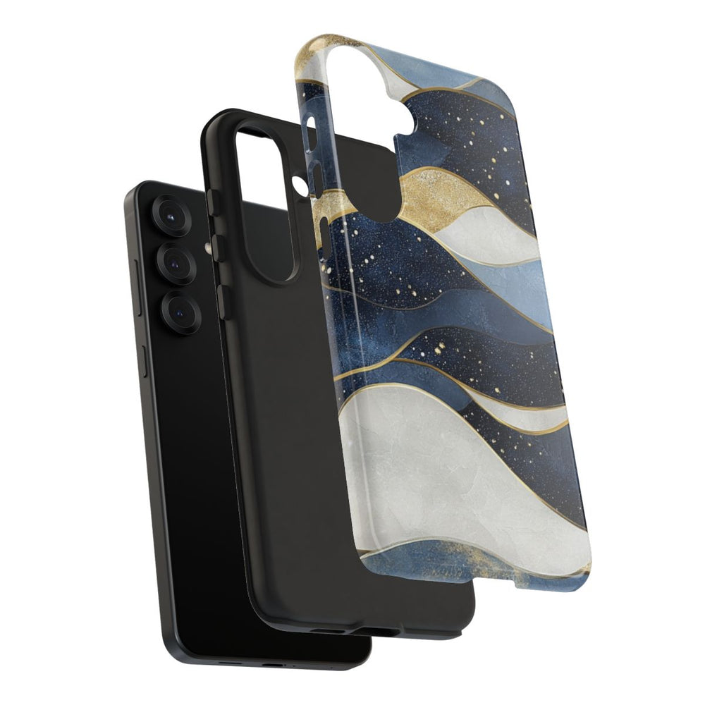 Abstract Blauw-Goud Golvenpatroon