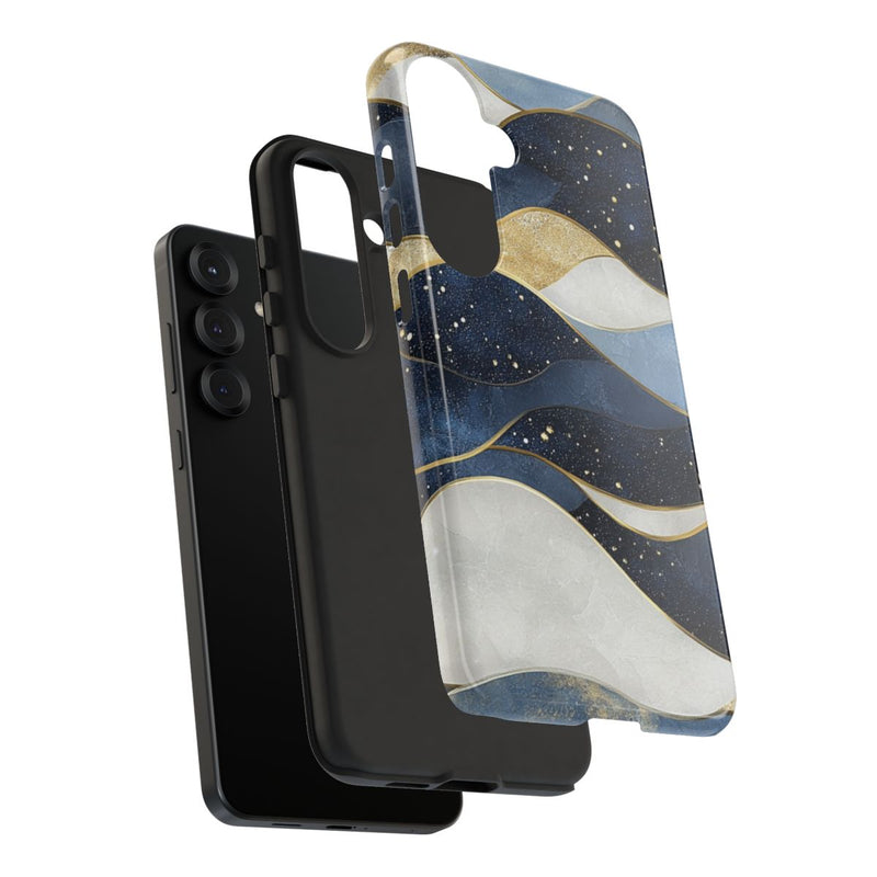 Abstract Blauw-Goud Golvenpatroon