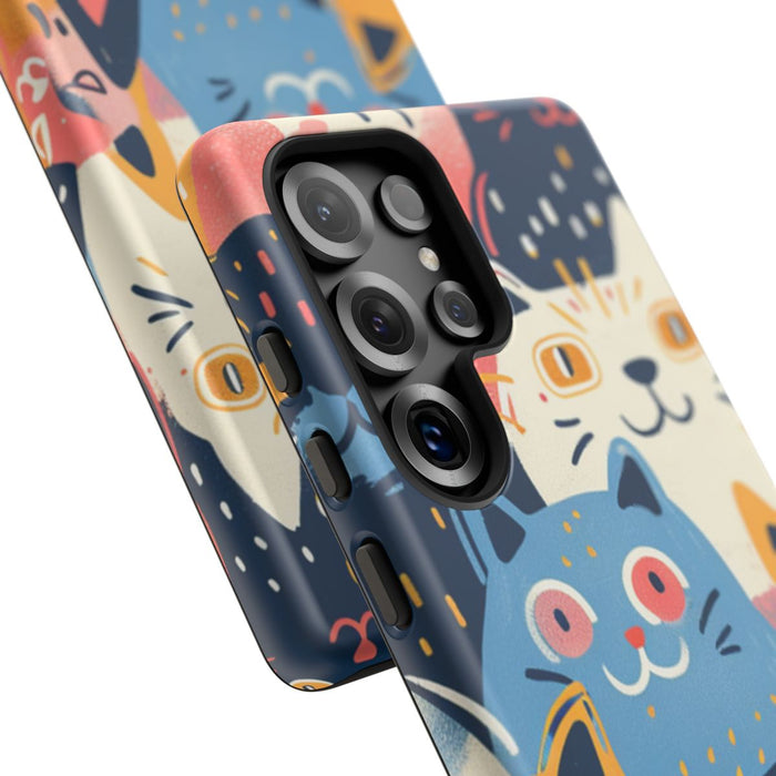 Vrolijk Kattenpatroon in Kleurrijke Illustratie
